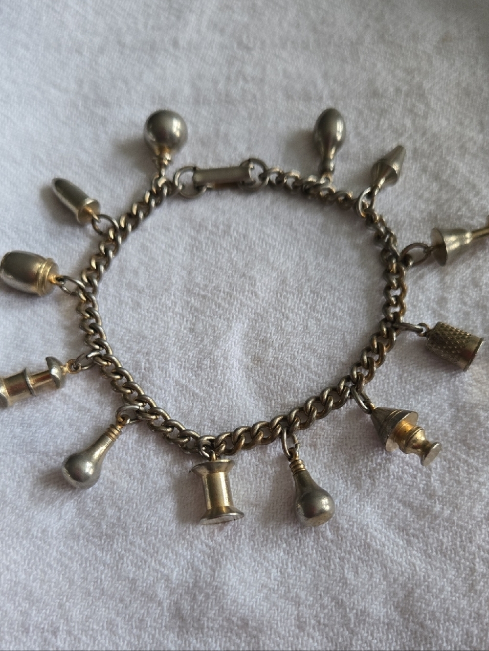 Vintage Retro Pewter Charm Bracelet